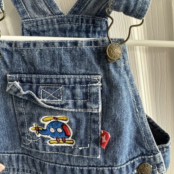Vintage Jeans Wear Denim Childrens Overalls w Embroidered Helicopters 12 Months - Picture 10 of 10